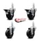 Service Caster 3.5'' Soft Rubber Wheel Swivel 7/8'' Square Stem Caster Set 2 Brakes, 4PK SCC-SQ20S3514-SRS-PLB-78-2-S-2 - alternate 5